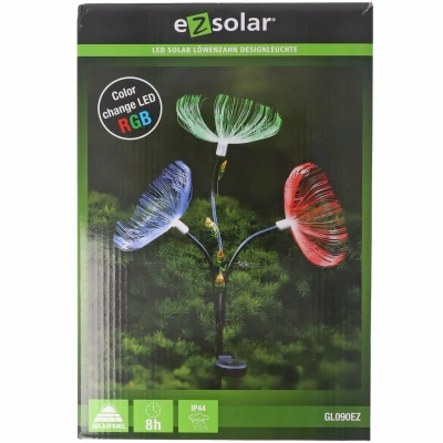 Afbeelding van Dandelion LED tuinlamp met 3 RGB kleurwisselingen, inclusief zonnepaneel en batterij