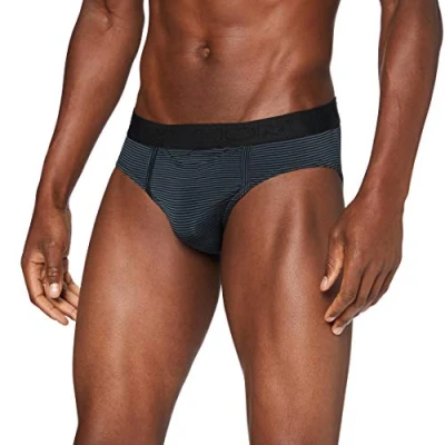 Afbeelding van HOM Simon mini briefs HO1 (1 pack) herenslip met horizontale gulp zwart gestreept