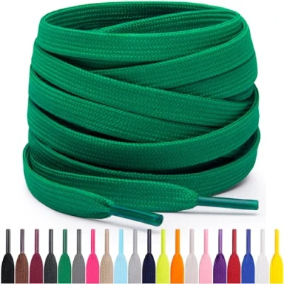 Afbeelding van Miscly Lacets Plats Pour Baskets, Plusieurs Longueurs et Couleurs Disponibles (Vert, 137 cm)