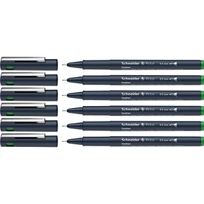 Afbeelding van Schneider Pictus Fineliner fineliner, onuitwisbaar, metalen punt, 85% gerecycled kunststof, groen, lijndikte 0,5 mm, 6 stuks
