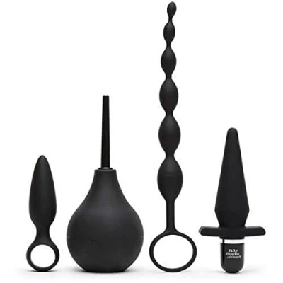 Image de Fifty Shades of Grey Pleasure Overload Kit sexe anal pour débutants avec plugs évasés, perles et douche Coffret cadeau 4 pièces