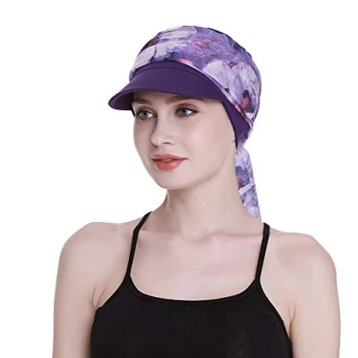 Afbeelding van FocusCare Newsboy pet voor dames, chemo, met sjaals, geschenken, haaruitval, het hele jaar door verkrijgbaar, Paars.