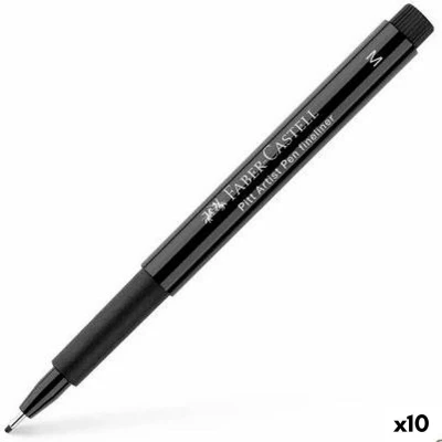 Afbeelding van Permanente markeerstift Faber Castell Pitt Artist Zwart 10 Stuks