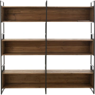 Afbeelding van J Line Rek Gerecycleerd Hout/Metaal Zwart/Naturel Large