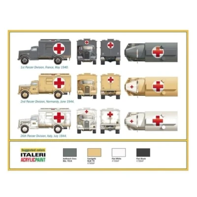 Afbeelding van 1:72 Italeri 7055 Opel Blitz Kfz. 305 Ambulance Plastic Modelbouwpakket