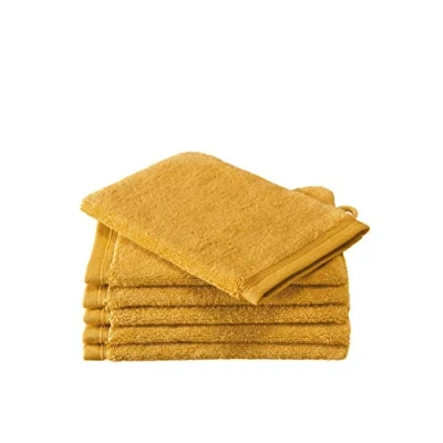 Afbeelding van De Witte Lietaer Washandjes Contessa Katoen Okergeel 6 Stuks