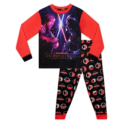 Afbeelding van Star Wars Obi Wan Kenobi Pyjama voor jongens, pyjamaset met lange mouwen kinderen, zwart.