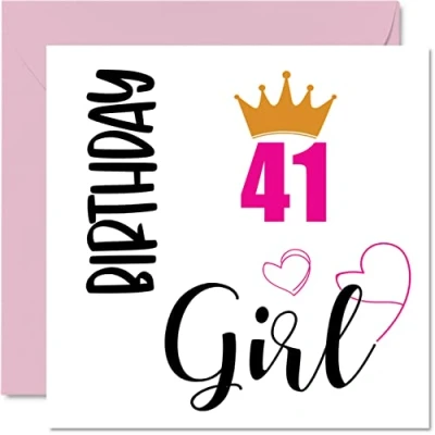 Afbeelding van stuff4 Verjaardagskaart voor vrouwen Verjaardagskaarten meisjes van 41 jaar, moeder, zus, tante, neef, vriendin, nichtje, 145 mm x