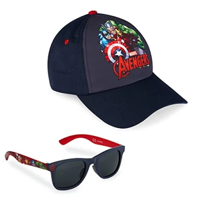 Afbeelding van Marvel Kinderpet voor jongens, 2 delige set, pet en zonnebril kinderen, Spiderman pet, Avengers eenheidsmaat, Marine.