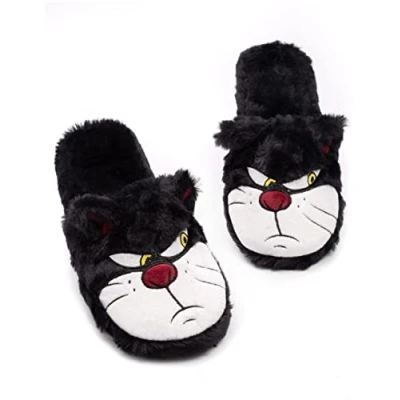 Afbeelding van Disney Cinderella Lucifer Pantoffels, kat, zacht, voor dames, zwart, Zwart