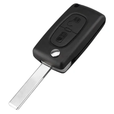 Afbeelding van OcioDual sleutelhoes met 2 toetsen, CE0523 HU83 lemmet, compatibel Peugeot 206 207 306 307 308 407 607 806, Citroen C2 C3 C4 C5 C6,