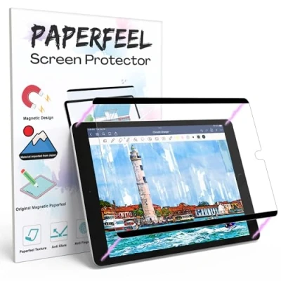 Afbeelding van PAPERFEEL Magnetische beschermfolie voor iPad 9/8/7 10,2 inch (2021/2020/2019) matte papieren folie om te schrijven en tekenen anti verblinding, minder vingerafdrukken, eenvoudige installatie