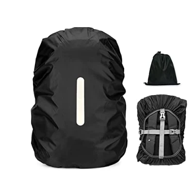 Afbeelding van LICQIC Waterdichte regenhoes voor rugzak, reflecterende buiten, wandelen, kamperen, reizen, fietsen, zwart, XS, zwart., XS
