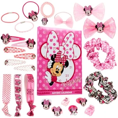Afbeelding van Disney Minnie Mouse Adventskalender 2024, haaraccessoires voor meisjes, cadeau meisjes