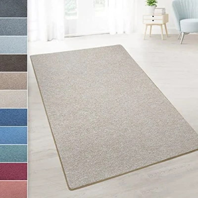 Afbeelding van KARAT Elegant woonkamertapijt Zachte loper met randen zonder franjes Antislip antistatisch Duitse kwaliteit Duurzaam en onderhoudsvriendelijk tapijt London, beige 100 x 200 cm