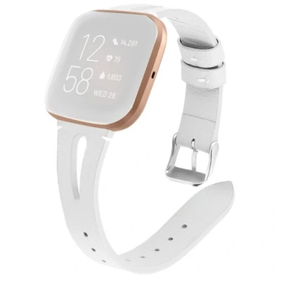 Afbeelding van Fitbit Versa 1 / 2 &amp; Lite bandje TPU leer Wit Kunstleer