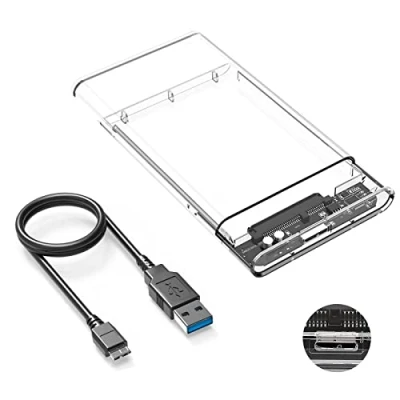 Afbeelding van Externe harde schijf behuizing 2,5 inch SSD /HDD, USB 3.0 7 mm/9,5 mm adapter UASP SATA I II III, zonder gereedschap, transparant