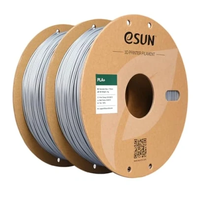 Afbeelding van eSUN PLA+ filament 1,75 mm, versterkte taaiheid, 3D printer, PLA Plus, nauwkeurigheid +/ 0,03 1 kg per spoel, 2 spoelen voor printers, zilver en
