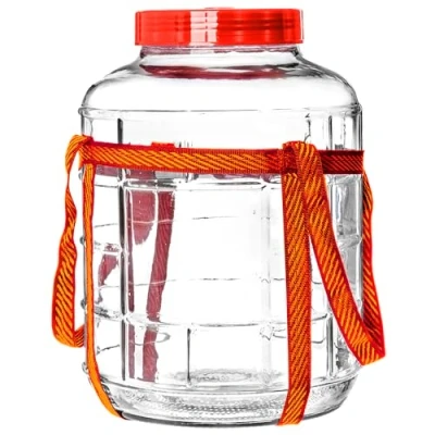 Afbeelding van KADAX Glazen fermentatieballon met kunststof deksel, fermentatieballon, 10 liter, universeel glas, komkommerpot, voorraadpot, container