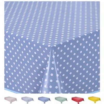 Afbeelding van Home Direct Tafelkleed van pvc, rechthoekig, 140 x 180 cm, kleine stippen, blauw grijs