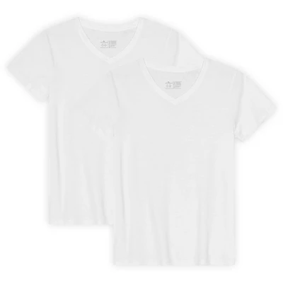 Afbeelding van DANISH ENDURANCE T Shirt V Hals Dames Wit 2 pack Maat M