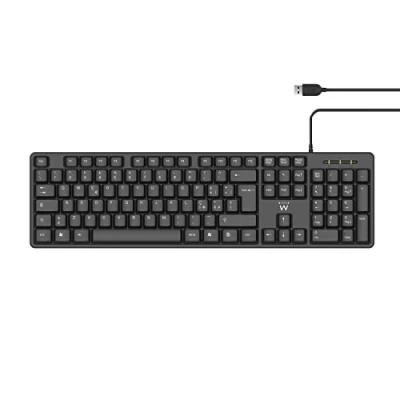 Afbeelding van Ewent EW3108 USB + PS/2 Italiaans zwart toetsenbord toetsenborden (standaard, bekabeld, PS/2, zwart)