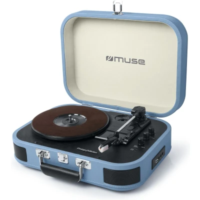 Afbeelding van Muse MT 201BTB Bluetooth kofferplatenspeler met encoding functie, lichtblauw
