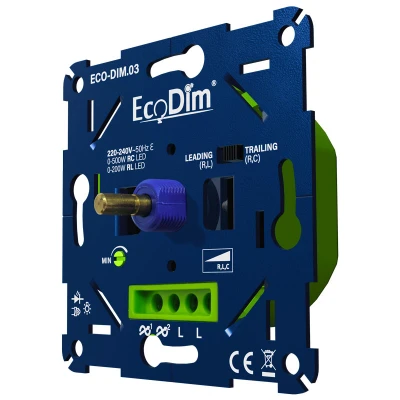 Afbeelding van EcoDim led dimmer ECO DIM.03 0 500W RLC, fase aansnijding &amp; afsnijding, universeel, voor alle merken afdekmateriaal