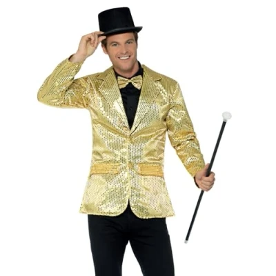 Afbeelding van SMIFFY&#039;S Luxe goudkleurige disco jasje met lovertjes voor mannen XL