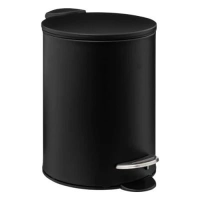 Afbeelding van 5Five Pedaalemmer zwart metaal 3L 23 cm soft close voor badkamer en toilet