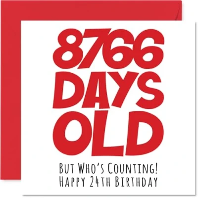 Image de Stuff4 Carte de 24e anniversaire pour homme et femme 8766 jours d&#039;anniversaire amusante adulte vingt quatre quatrième frère, sœur, fils, fille, cousin, 145 mm x