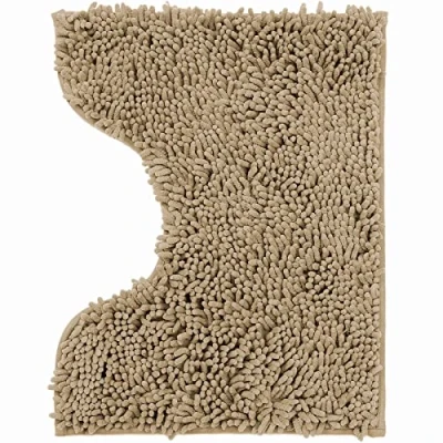 Afbeelding van Badmat van microvezel, badkamertapijt, wc mat, U vorm, 40 x 50 cm, zacht, antislip, KAKI