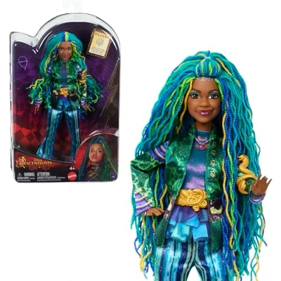Afbeelding van Mattel Disney Descendants: The Rise of Red Fashion Doll &amp; accessoire, Ursula&#039;s jongere zus Uliana met op film geïnspireerde kleding en halsketting