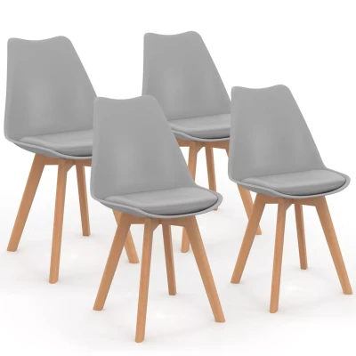 Afbeelding van Lot de 4 chaises scandinaves SARA gris clair pour salle à manger