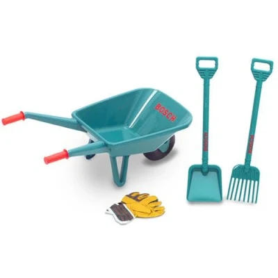 Afbeelding van Bosch tuinset kruiwagen, hark, schop, tuinhandschoenen