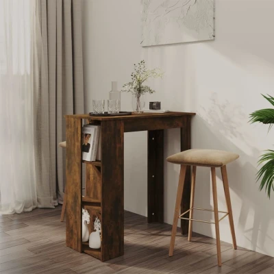 Afbeelding van Bartafel met schap 102x50x103,5 cm spaanplaat gerookt eiken