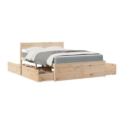 Image de vidaXL Lit avec tiroirs et matelas 120x190 cm bois massif de pin3281916