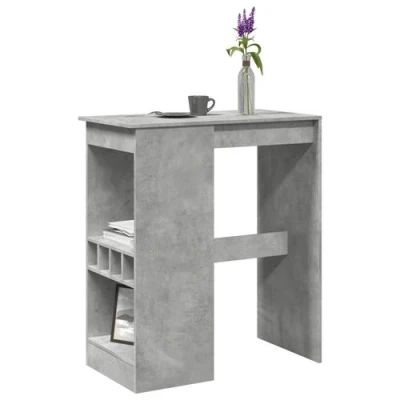 Image de vidaXL Table de bar avec étagères gris béton bois d&#039;ingénierie854340