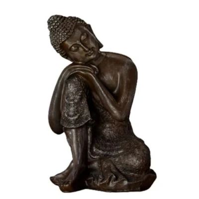Afbeelding van Zen Light Boeddhabeeld Thai Denker en Feng Shui Decoratie Geluksbrenger cadeau idee voor kantoor, slaapkamer, woonkamer... Hoogte: 18 cm Kleur Brons Zen&#039;Light
