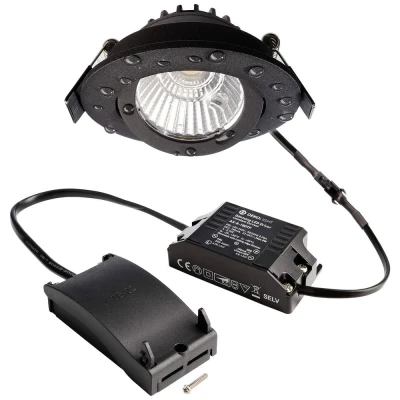 Afbeelding van Plafond inbouwlamp Dione, IP44, zwart, dimbaar tot warm