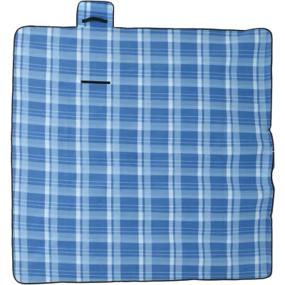 Afbeelding van vidaXL Picknickkleed opvouwbaar geruit 200x200 cm fluweel blauw