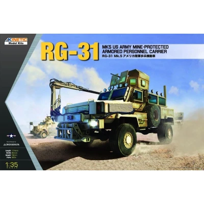 Afbeelding van 1:35 Kinetic 61015 RG 31 MK5 USA Mine Protected Armored Personnel Carrier Plastic Modelbouwpakket