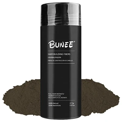 Image de Fibre Capillaire Cache Instantanément le Manque de Cheveux Poudre Microfibre Coton 100% Naturel pour Hommes et Femmes (Châtain Moyen 27.5g)
