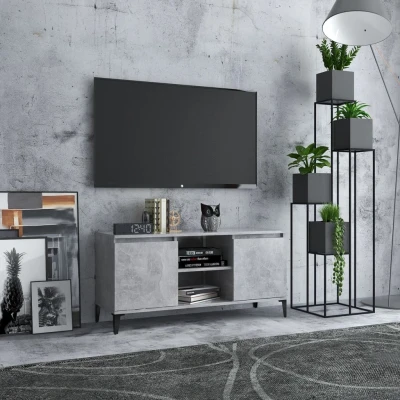 Afbeelding van Tv meubel met metalen poten 103,5x35x50 cm betongrijs