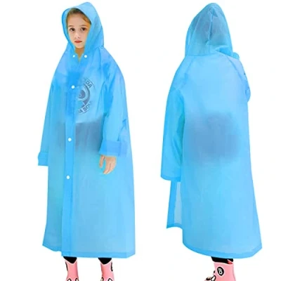 Afbeelding van Skyzone Kids regenjas voor jongens en meisjes, draagbare EVA met capuchon, herbruikbare regenponcho kinderen, reizen, klimmen, kamperen, wandelen, fietsen