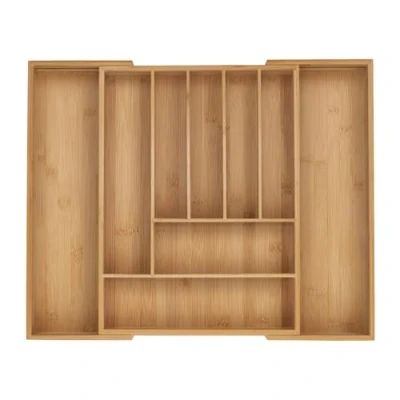 Afbeelding van bestekbak uitschuifbaar 7 9 vakken 5 x 32,5 53,5 43 cm bamboe