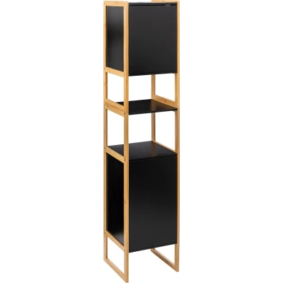 Afbeelding van 5five Natureo Hoge Badkamerkast 33x33x170 cm met legplanken Zwart