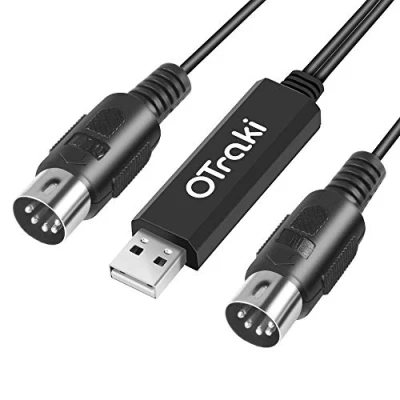 Afbeelding van OTraki Midi USB Kabel Interface Converter, 5 pins In Out naar Adapter Controller met Indicatielampje voor Muziek Toetsenbord Piano op Mac Computer PC Windows Laptop (2 m)
