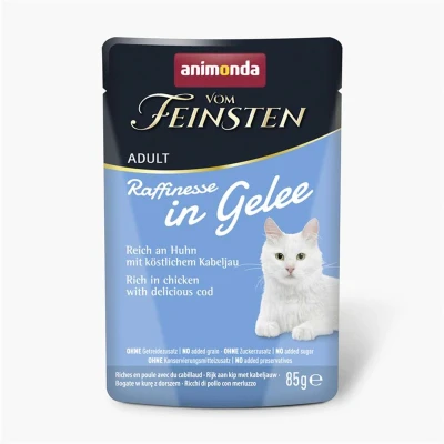 Afbeelding van 24x85g Animonda Vom Feinsten Adult Raffinesse in gelei rijk aan kip met kabeljauw natvoer voor katten