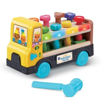 Afbeelding van VTech Lumi Tap Truck voor kinderen, sprekende en muzikaal gedeeltelijk van hout, interactief helder speelgoed baby&#039;s vanaf 18 maanden inhoud in het Frans
